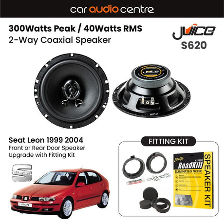 Car Audio Centre Juice 6.5" 165mm 300W Front or Rear Door Speaker Upgrade for Seat Leon (1999-2004)