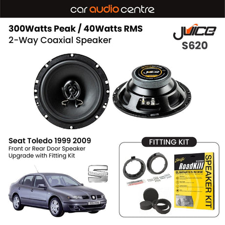 Car Audio Centre Juice 6.5" 165mm 300W Front or Rear Door Speaker Upgrade for Seat Toledo (1999-2009)