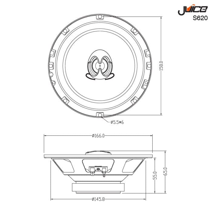 Car Audio Centre Juice 6.5" 165mm 300W Front or Rear Door Speaker Upgrade for VW Passat CC 2008-2011