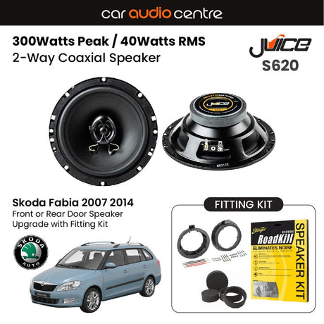 Car Audio Centre Juice 6.5" 165mm 300W Front or Rear Door Speaker Upgrade for Skoda Fabia (2007-2014)