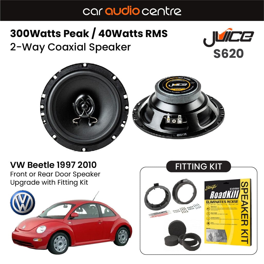 Car Audio Centre Juice 6.5" 165mm 300W Front or Rear Door Speaker Upgrade for VW Beetle 1997-2010