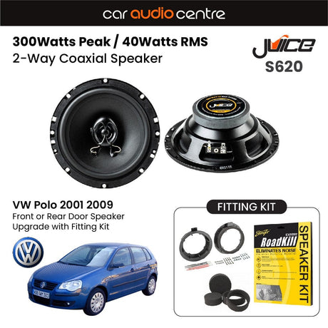 Car Audio Centre Juice 6.5" 165mm 300W Front or Rear Door Speaker Upgrade for VW Polo 2001-2009 (Copy)