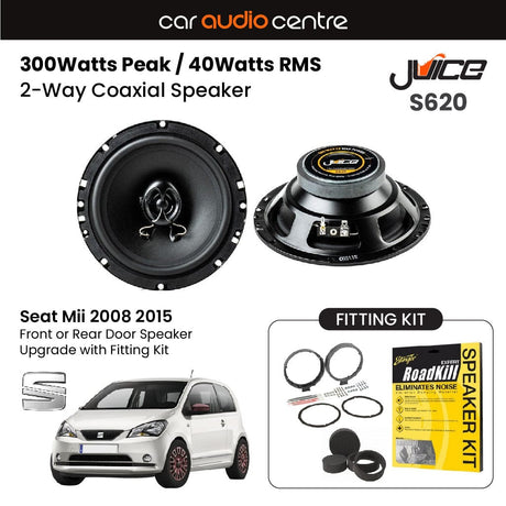 Car Audio Centre Juice 6.5" 165mm 300W Speaker Upgrade Kit for Seat Mii (2008-2015)