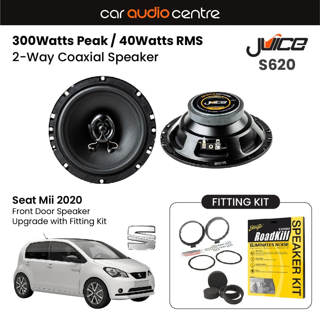 Car Audio Centre Juice 6.5" 165mm 300W Speaker Upgrade Kit for Seat Mii (2020)