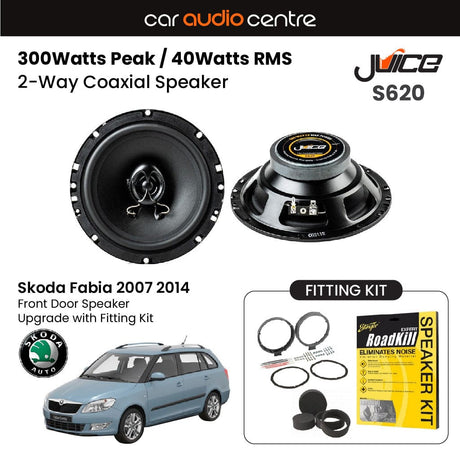 Car Audio Centre Juice 6.5" 165mm 300W Speaker Upgrade Kit for Skoda Fabia (2007-2014)