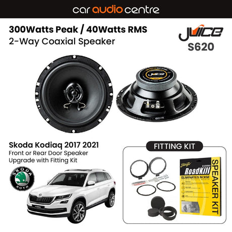 Car Audio Centre Juice 6.5" 165mm 300W Speaker Upgrade Kit for Skoda Kodiaq (2017-2021)