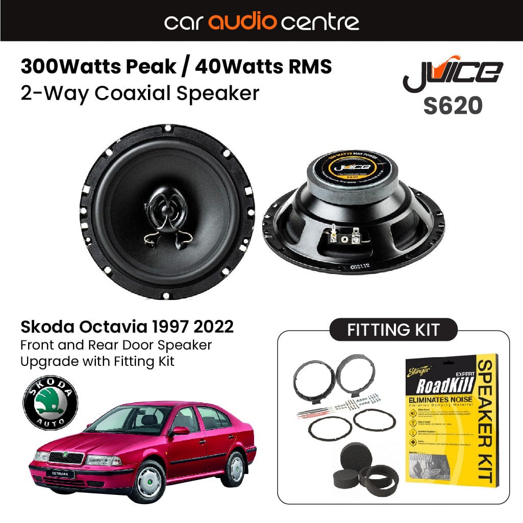 Car Audio Centre Juice 6.5" 165mm 300W Speaker Upgrade Kit for Skoda Octavia (1997-2022)