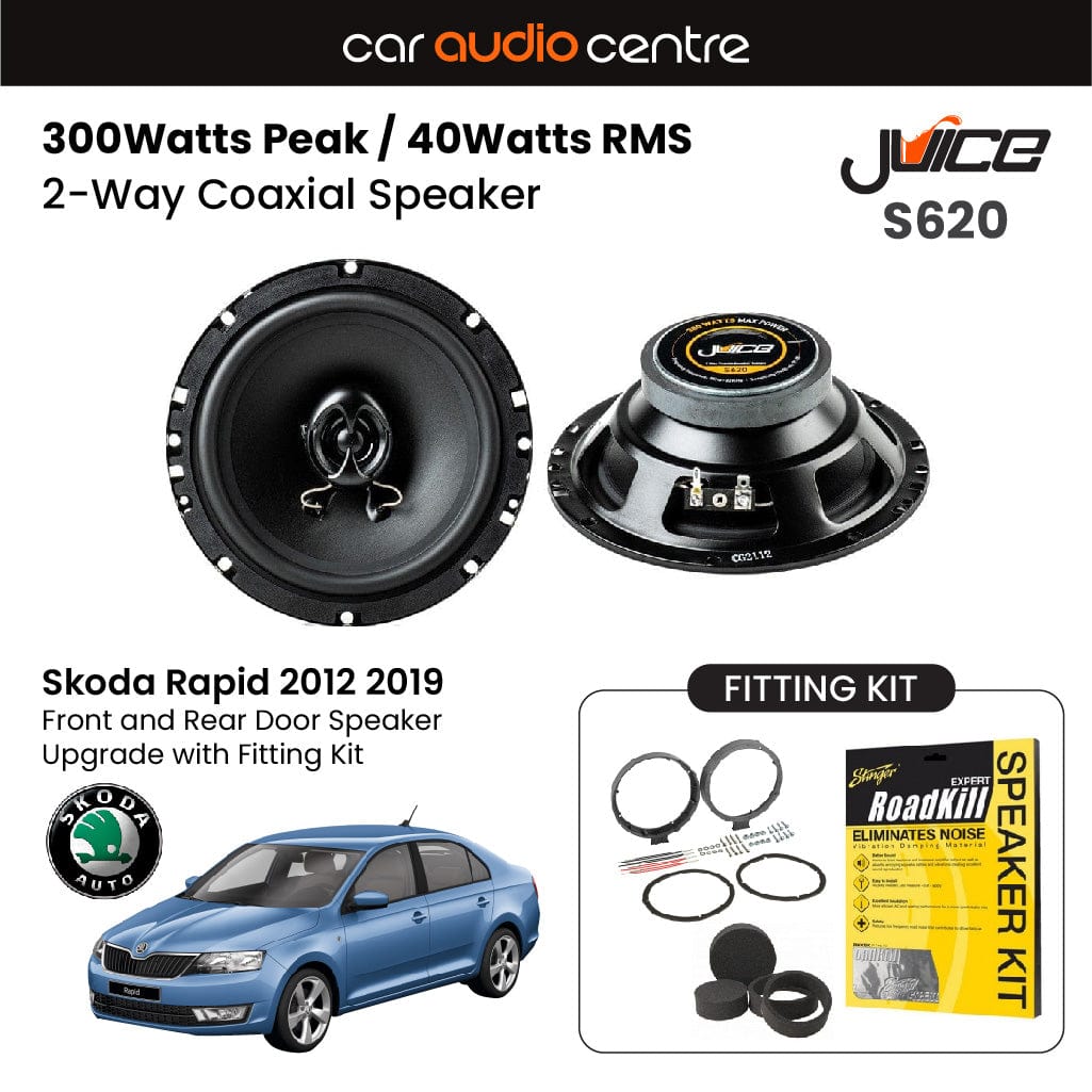 Car Audio Centre Juice 6.5" 165mm 300W Speaker Upgrade Kit for Skoda Rapid (2012-2019)