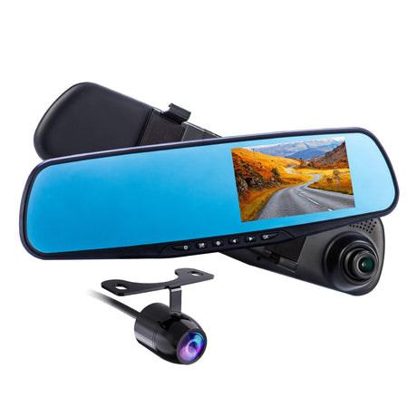 Co-Pilot Dash Cams Co-Pilot CPDVR3 - 1080P Full HD 4.3" LCD Rearview Mirror Car Video Recorder Dual Camera System