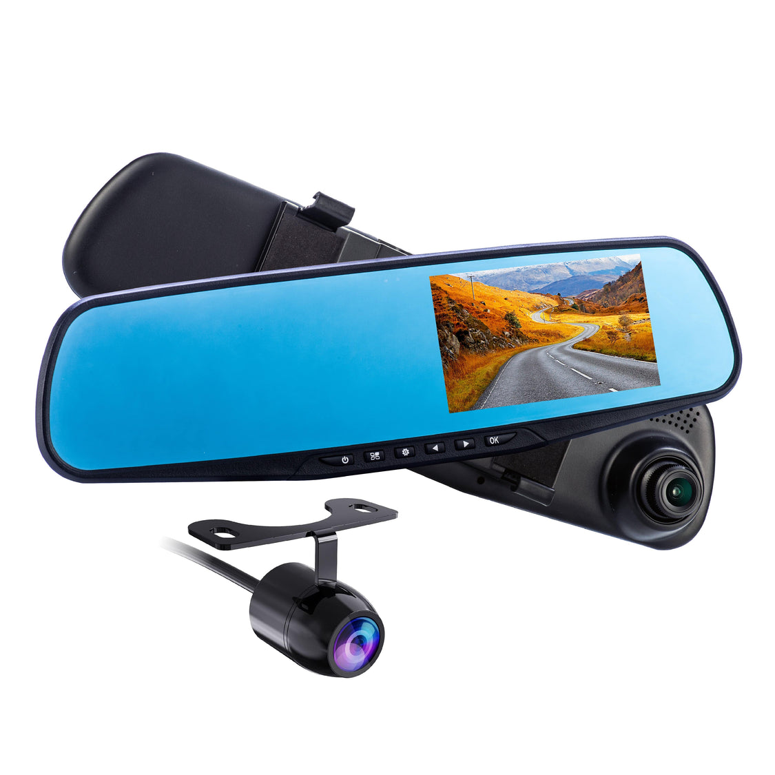 Co-Pilot CPDVR3 - 1080P Full HD 4.3" LCD Rearview Mirror Dash Cam with Dual Camera System