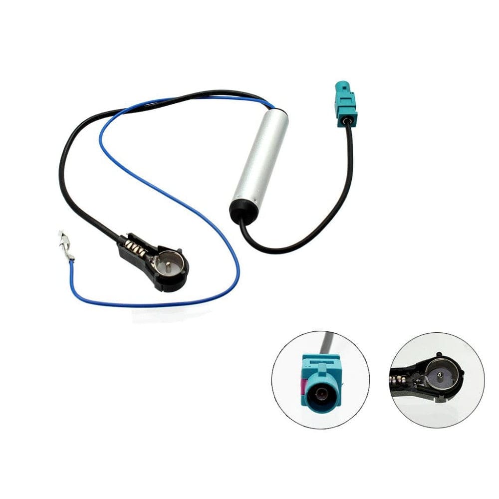 Twin Double Male FAKRA To DIN Aerial Antenna Adapter For Volkswagen Car Radios - 12V