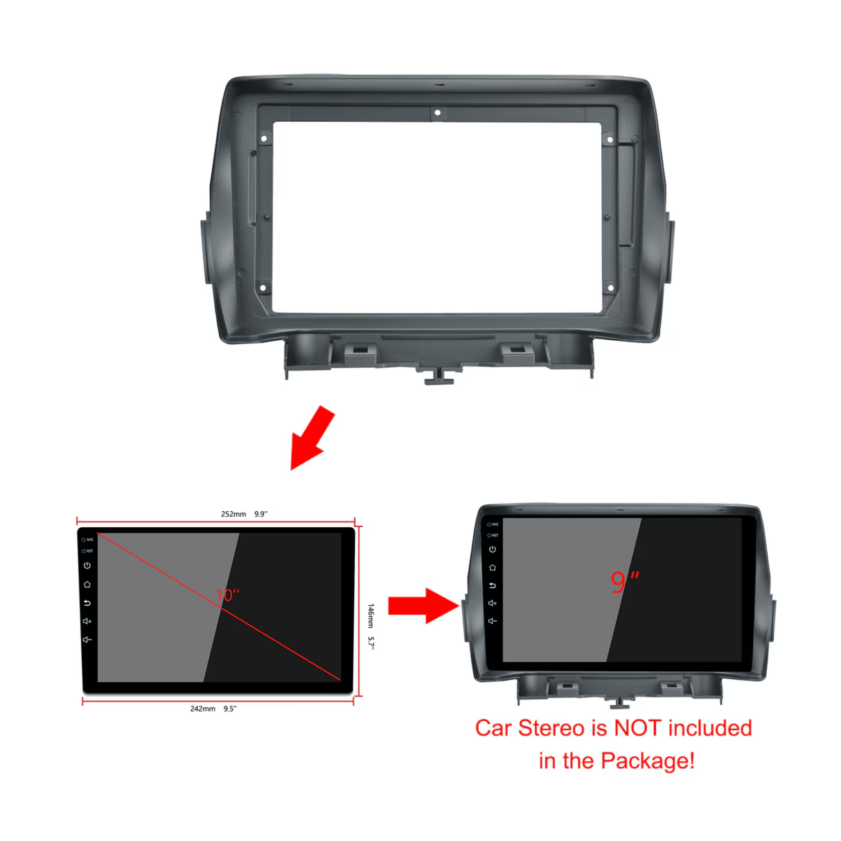 Connects2 Fascia Plate Connects2 CT34FD02 9" Stereo Fascia Panel for Ford Kuga 2013-2019