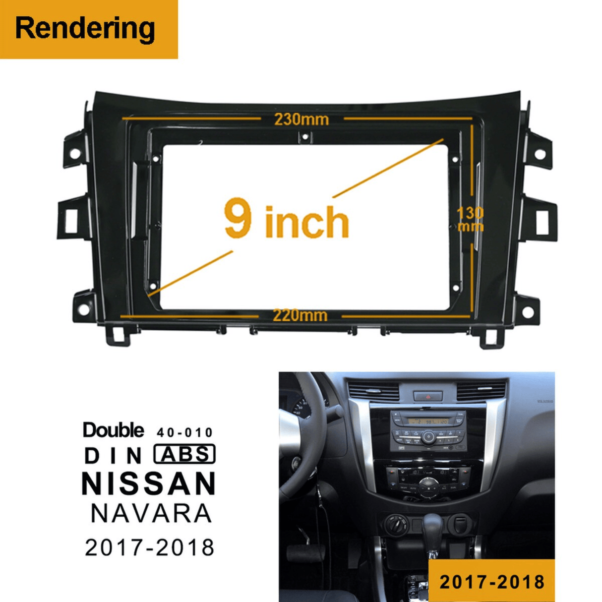 Connects2 Fascia Plate Connects2 CT34NS01 Nissan Navara 2015–2019 9" Stereo Fascia Panel