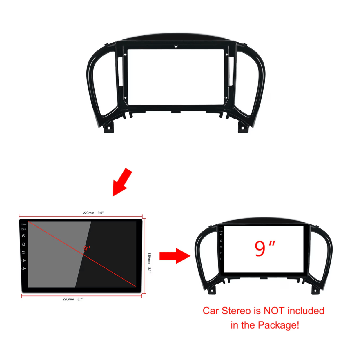 Connects2 Fascia Plate Connects2 CT34NS02 Nissan Juke 2011–2016 9" Stereo Fascia Panel