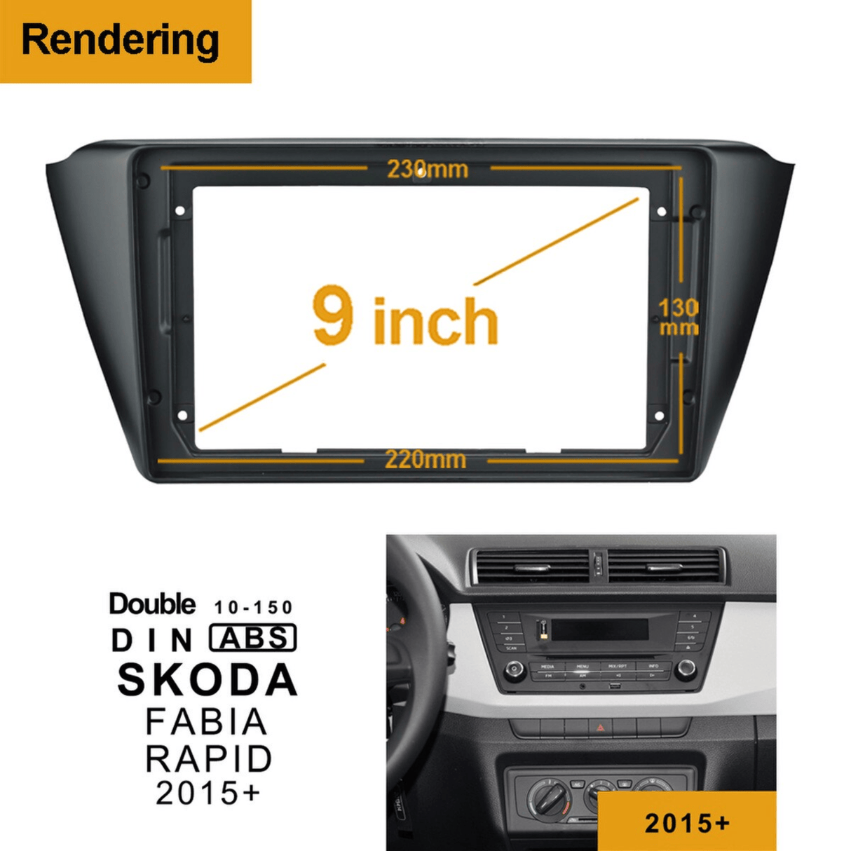 Connects2 Fascia Plate Connects2 CT34SK02 Skoda Rapid 2015–2025 9" Stereo Fascia Panel