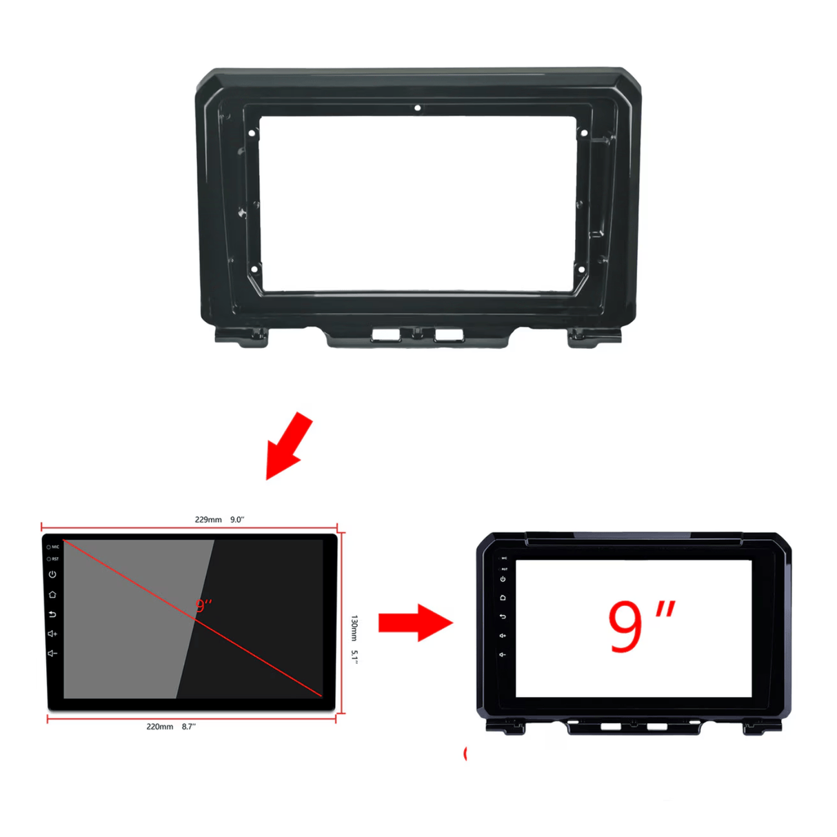 Connects2 Fascia Plate Connects2 CT34SZ01 Suzuki Jimny 2015–2019 9" Stereo Fascia Panel