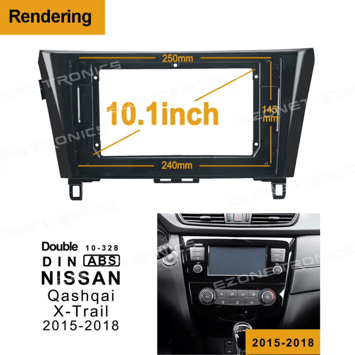 Connects2 Fascia Plate Connects2 CT34TY02 9" Double Din Mounting Frame for Nissan Qashqai X-Trail 2015-2018