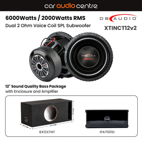 DB Audio Sub and Amp Packages DB Audio Single XTINCT12v2 12" Subwoofer Performance Bass Package with Enclosure and Amp