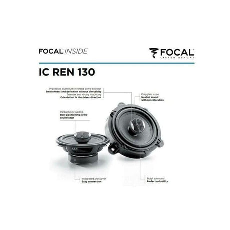Focal Car Speakers and Subs Focal Car Audio Focal ICREN130 - 5.25" 240W 2-Way Coaxial Car Speakers for Renault Vehicles
