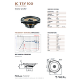 Focal Car Speakers Focal ICT3Y100 2-Way Coaxial Speaker Upgrade Kit for Tesla Model 3 and Model Y