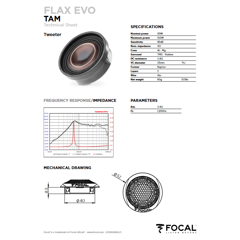 Focal Car Speakers Focal PS165FE 6.5" 2-way Component Speaker System with Flax cone Technology