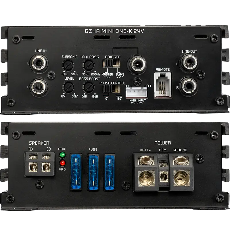 Ground Zero Monoblock Amp (For Subwoofers) Ground Zero GZHA MINI ONE-K 24V 1200 Watt max. Mono class D compact amplifier for 24V use