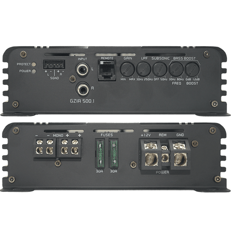 Ground Zero Monoblock Amp (For Subwoofers) Ground Zero GZIA 500.1 Mono channel subwoofer amplifier with class D circuit and integrated active crossover