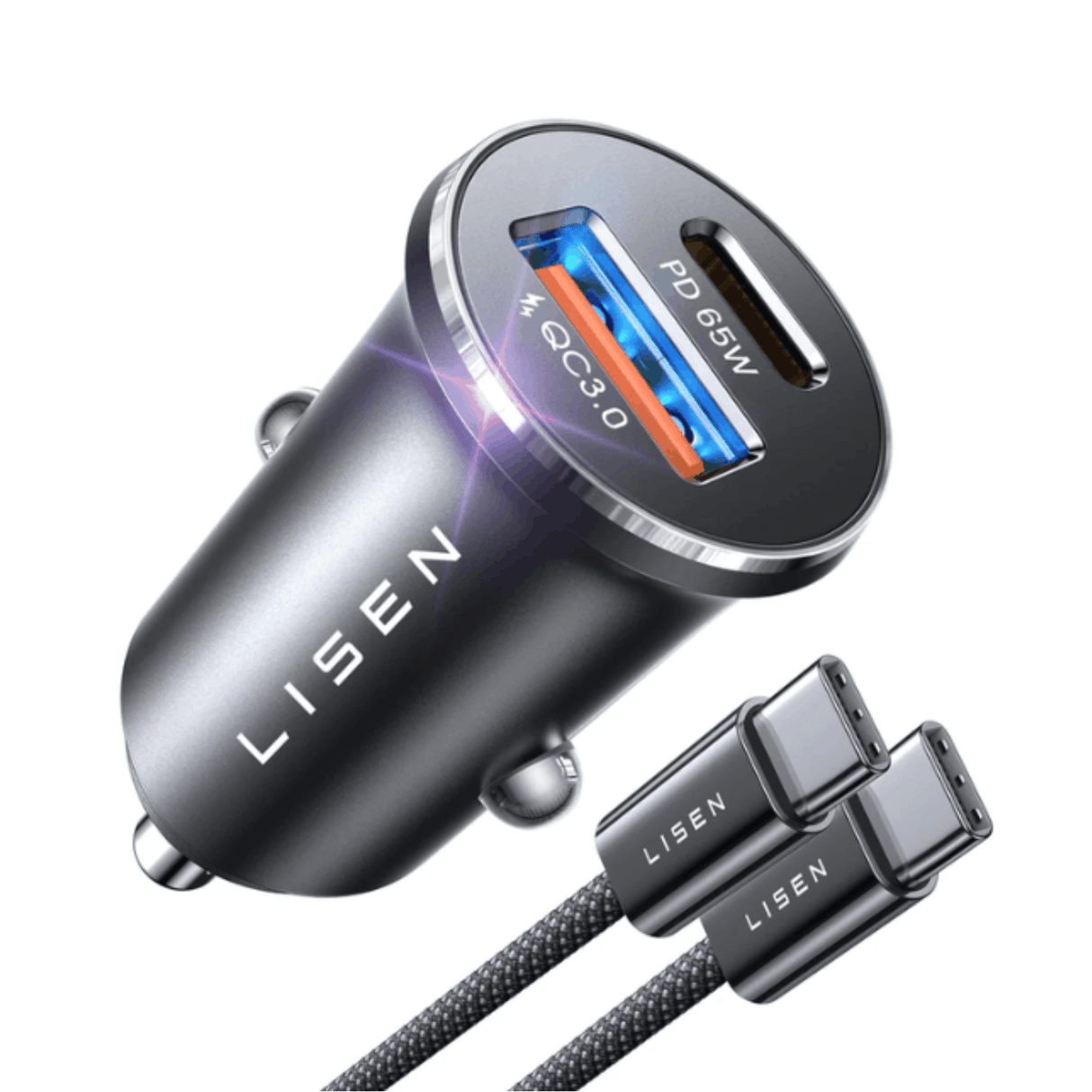 In Car Tec USB-C Car Charger In Car Tec LISEN 95W USB-C Car Charger – 65W PD Fast Charging Dual Port Cigarette Lighter Adapter