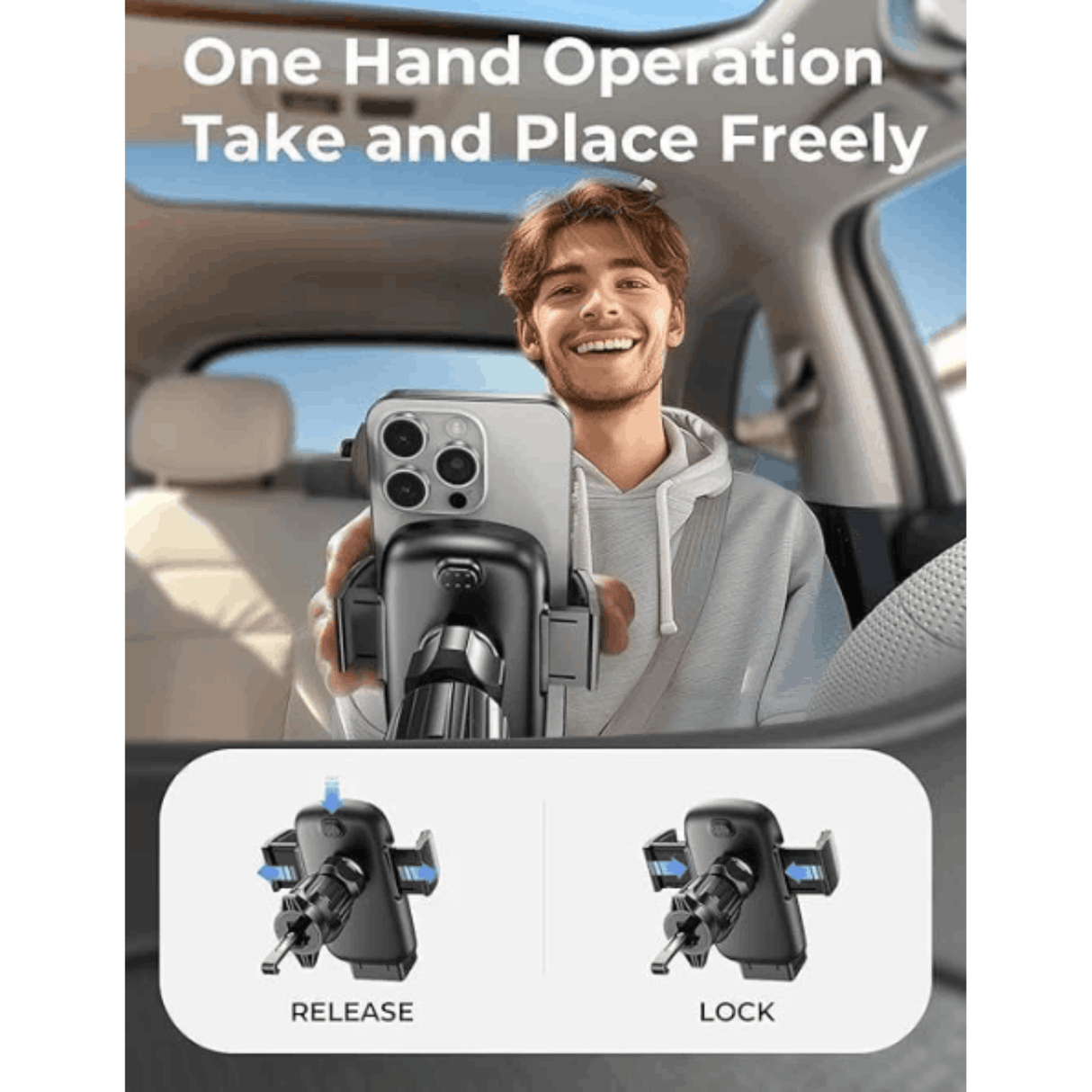 In Car Tec Phone Holder In Car Tec LISEN Auto-Lock Car Phone Holder Mount – Dashboard, Windscreen & Air Vent Smartphone Mount