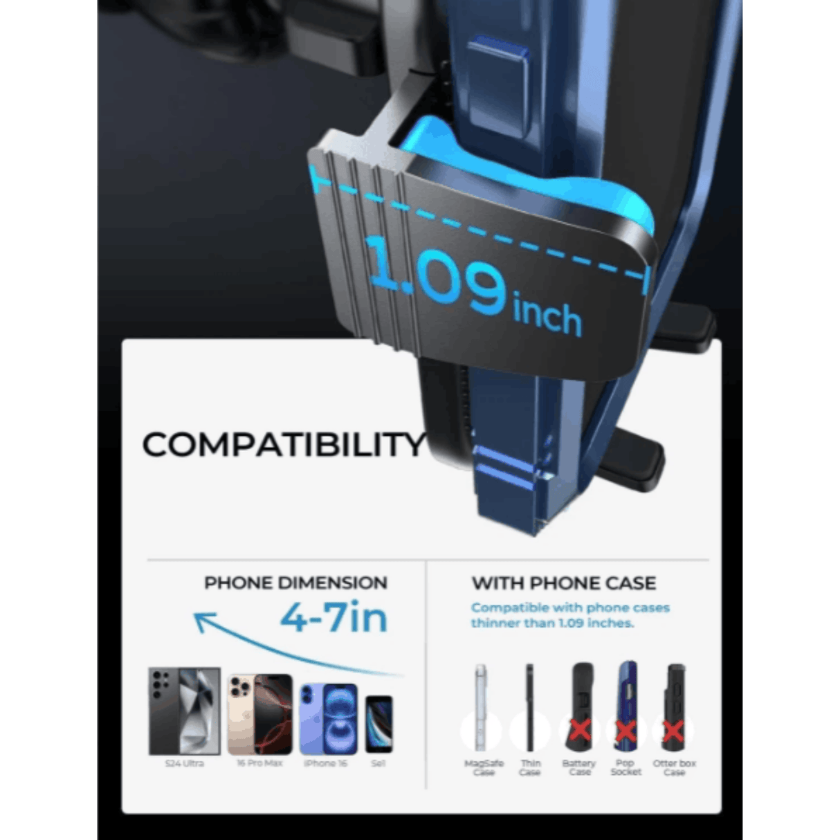 In Car Tec Phone Holder In Car Tec LISEN Auto-Lock Car Phone Holder Mount – Dashboard, Windscreen & Air Vent Smartphone Mount