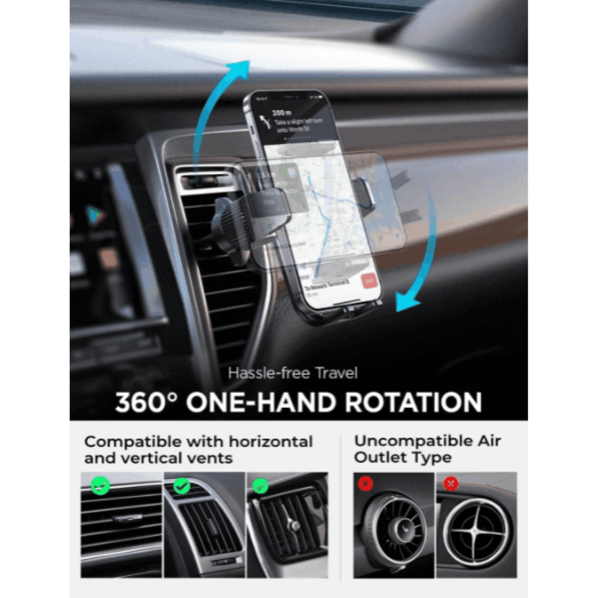 In Car Tec Phone Holder In Car Tec LISEN Auto-Lock Car Phone Holder Mount – Dashboard, Windscreen & Air Vent Smartphone Mount