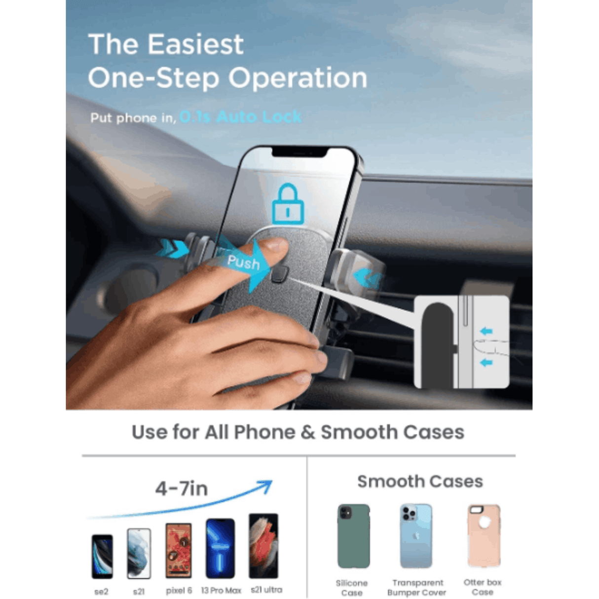 In Car Tec Phone Holder In Car Tec LISEN Auto-Locking Car Phone Holder Mount – Dashboard, Windscreen & Air Vent Smartphone Mount