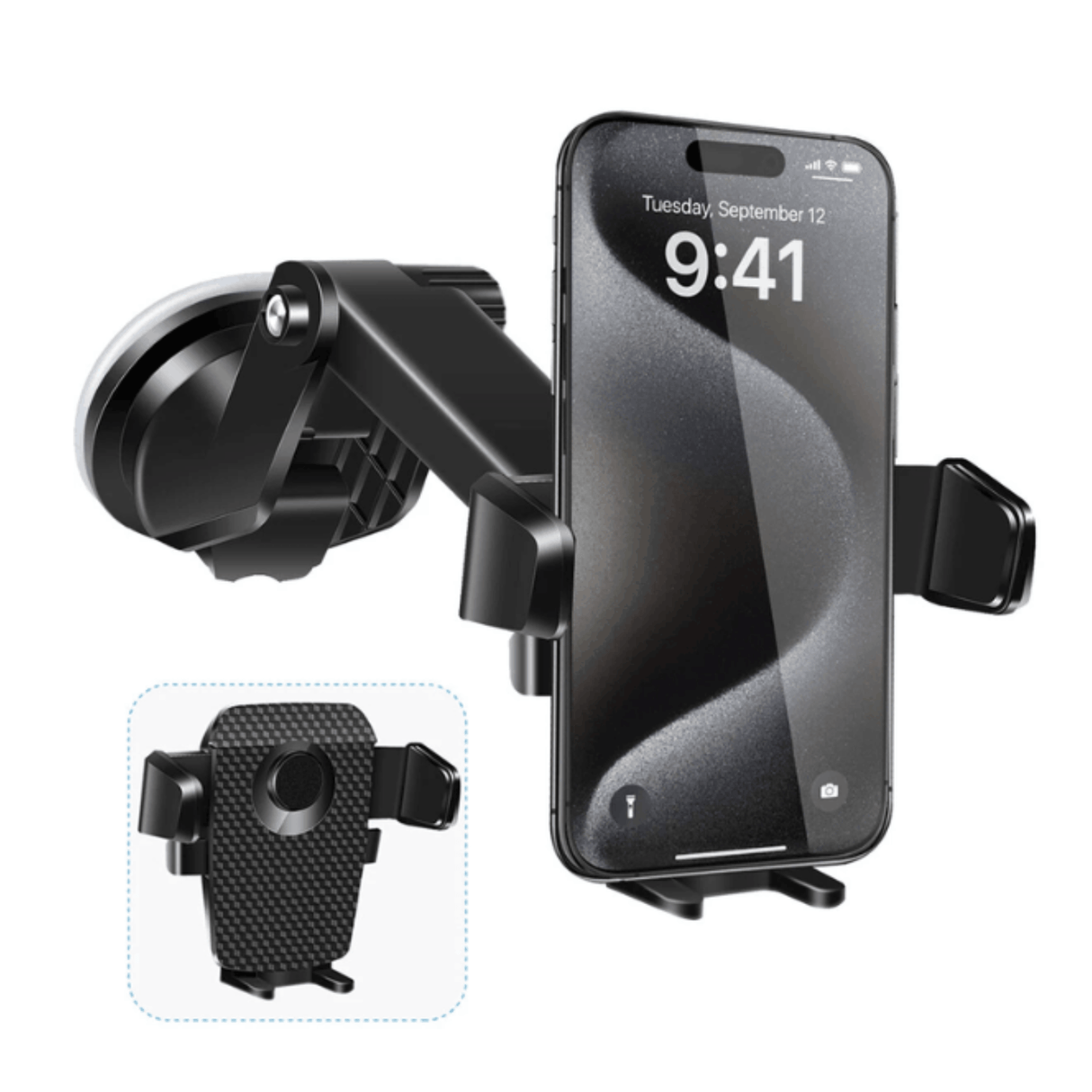 In Car Tec Phone Holder In Car Tec LISEN Car Windshield Phone Holder 360° Suction Cup Dashboard Mount for iPhone & Android