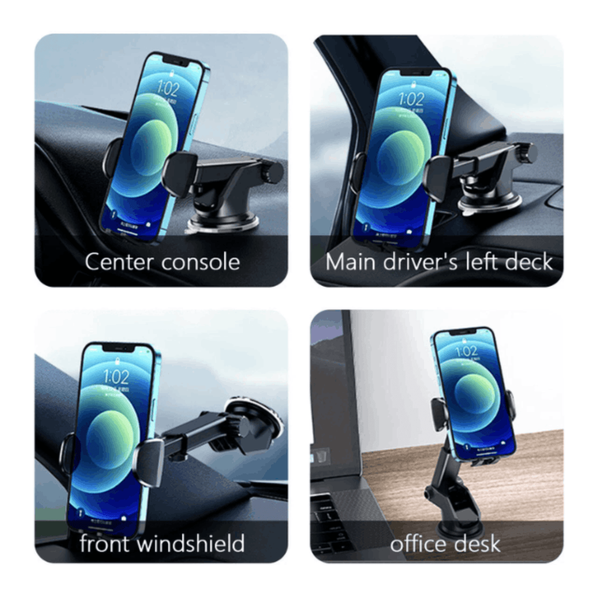 In Car Tec Phone Holder In Car Tec LISEN Car Windshield Phone Holder 360° Suction Cup Dashboard Mount for iPhone & Android