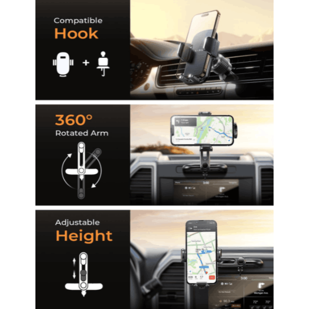 In Car Tec Phone Holder In Car Tec LISEN LS-E714 Iron Clamp Arm & CD Slot 2-in-1 Phone Holder