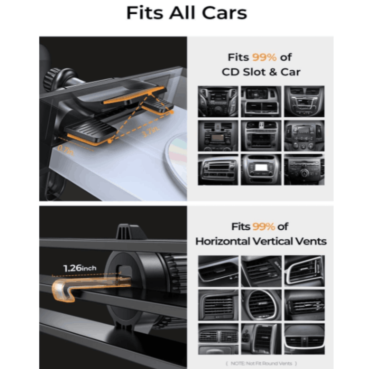 In Car Tec Phone Holder In Car Tec LISEN LS-E714 Iron Clamp Arm & CD Slot 2-in-1 Phone Holder