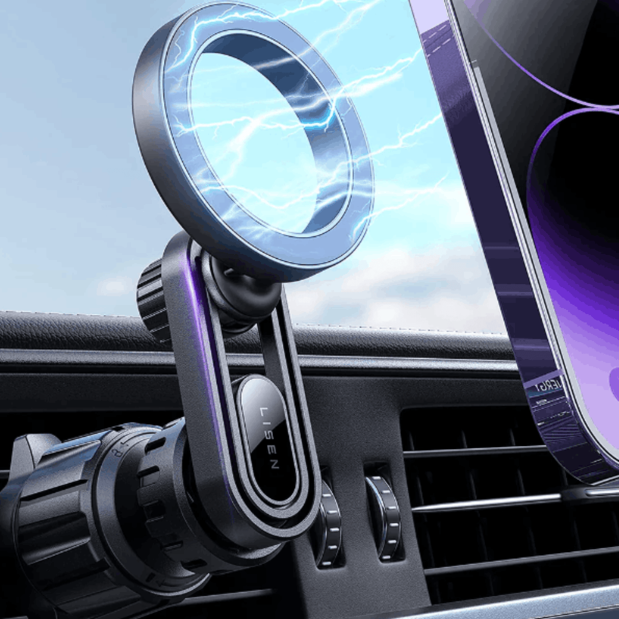 In Car Tec Phone Holder In Car Tec LISEN MagSafe Car Mount Phone Holder – 20 Strong Magnets Long Arm Air Vent Mount