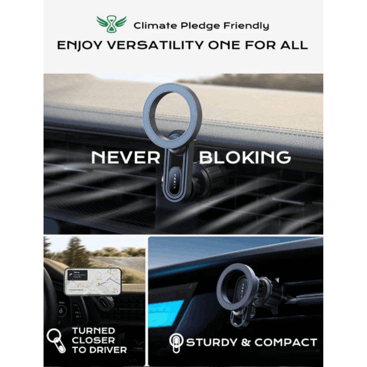 In Car Tec Phone Holder In Car Tec LISEN MagSafe Car Mount Phone Holder – 20 Strong Magnets Long Arm Air Vent Mount