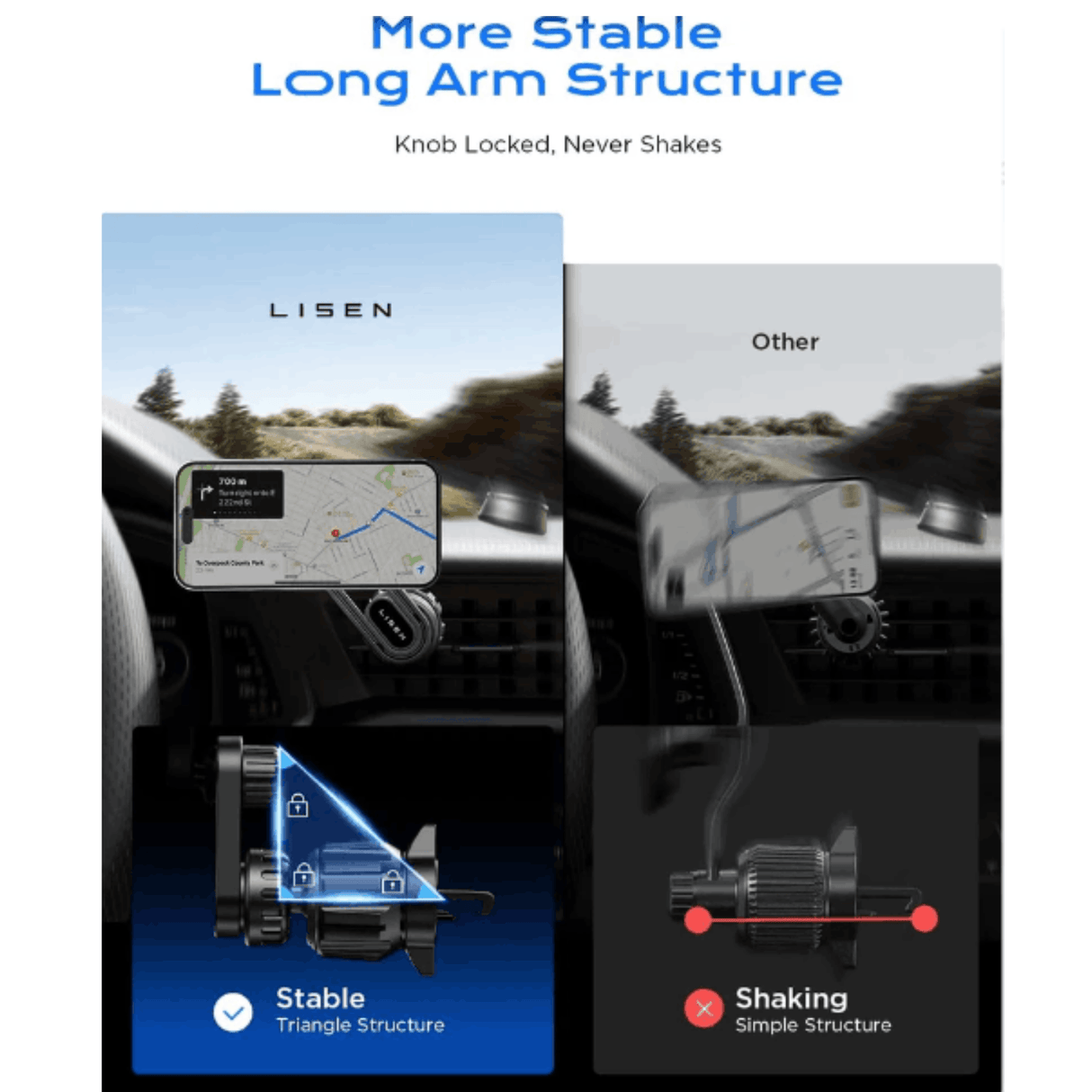 In Car Tec Phone Holder In Car Tec LISEN MagSafe Car Mount Phone Holder – 20 Strong Magnets Long Arm Air Vent Mount