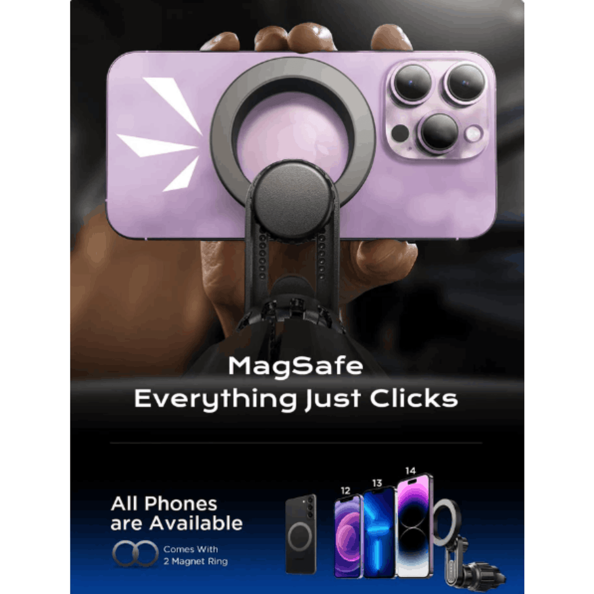 In Car Tec Phone Holder In Car Tec LISEN MagSafe Car Mount Phone Holder – 20 Strong Magnets Long Arm Air Vent Mount