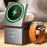 In Car Tec Wireless Charger In Car Tec LISEN Qi2 3-in-1 Foldable MagSafe Charging Station – Wireless Charger for iPhone, Watch & AirPods