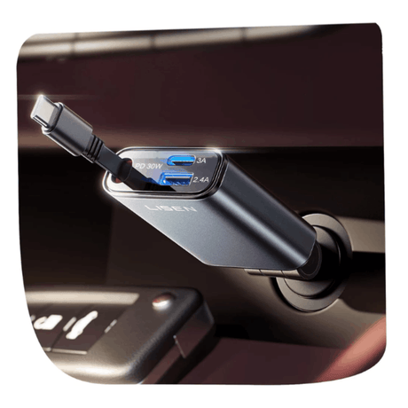 In Car Tec USB-C Car Charger In Car Tec LISEN Retractable USB-C Car Charger 57W – Fast PD Charger with Built-in Cable