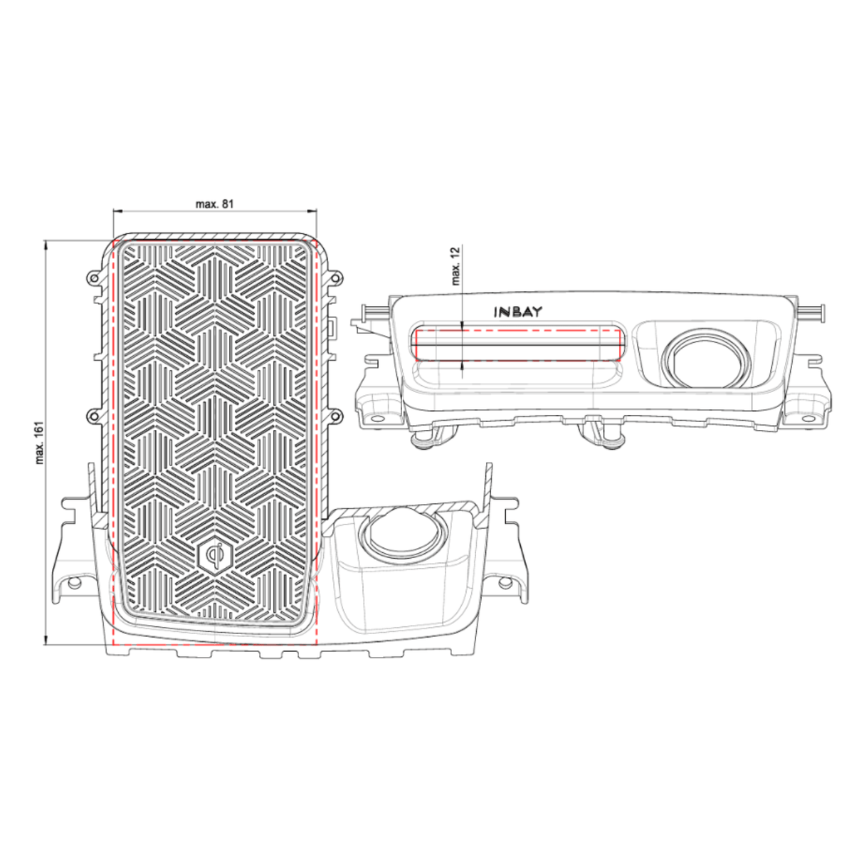 In Car Tec Phone chargers INBAY 26-116 15W Wireless Charging Pocket for Mercedes-Benz A-Class, CLA & GLA