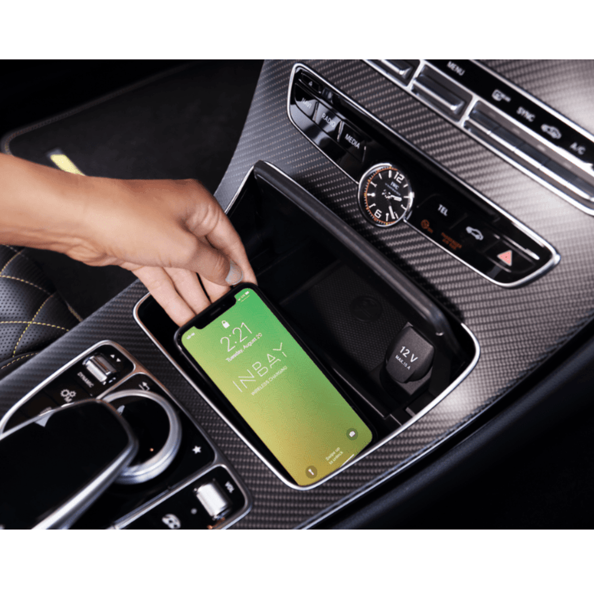 In Car Tec Phone chargers INBAY 26-119 10W Wireless Charging Pocket for Mercedes C, CLS, E, EQV & V-Class