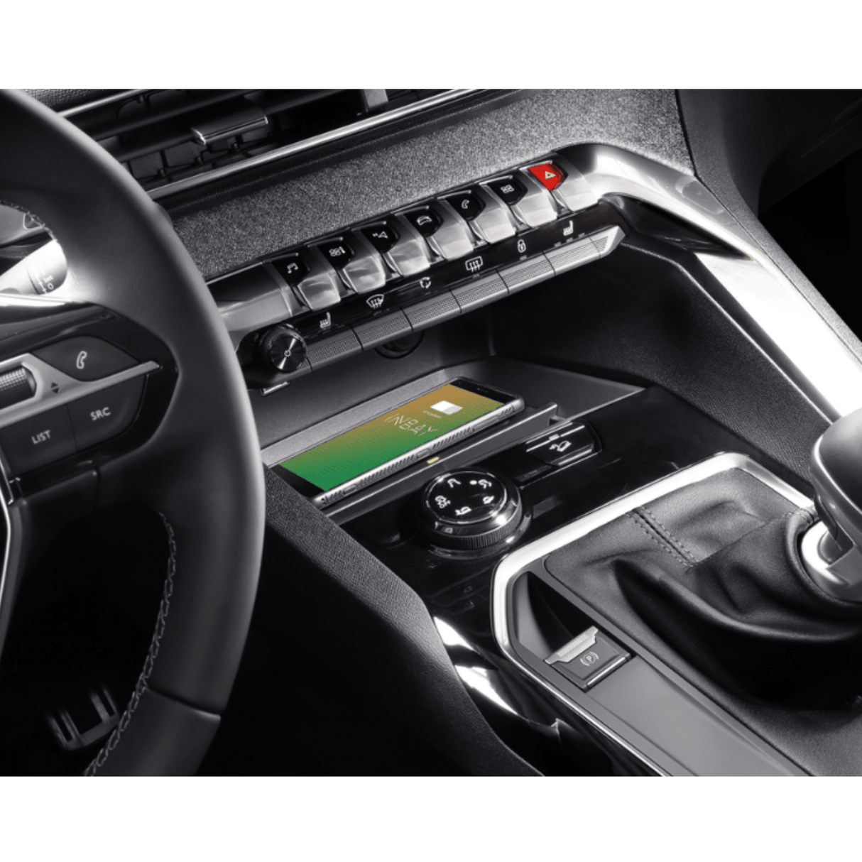 In Car Tec Phone chargers INBAY 26-122 10W Wireless Charging Pocket for Peugeot 3008 & 5008