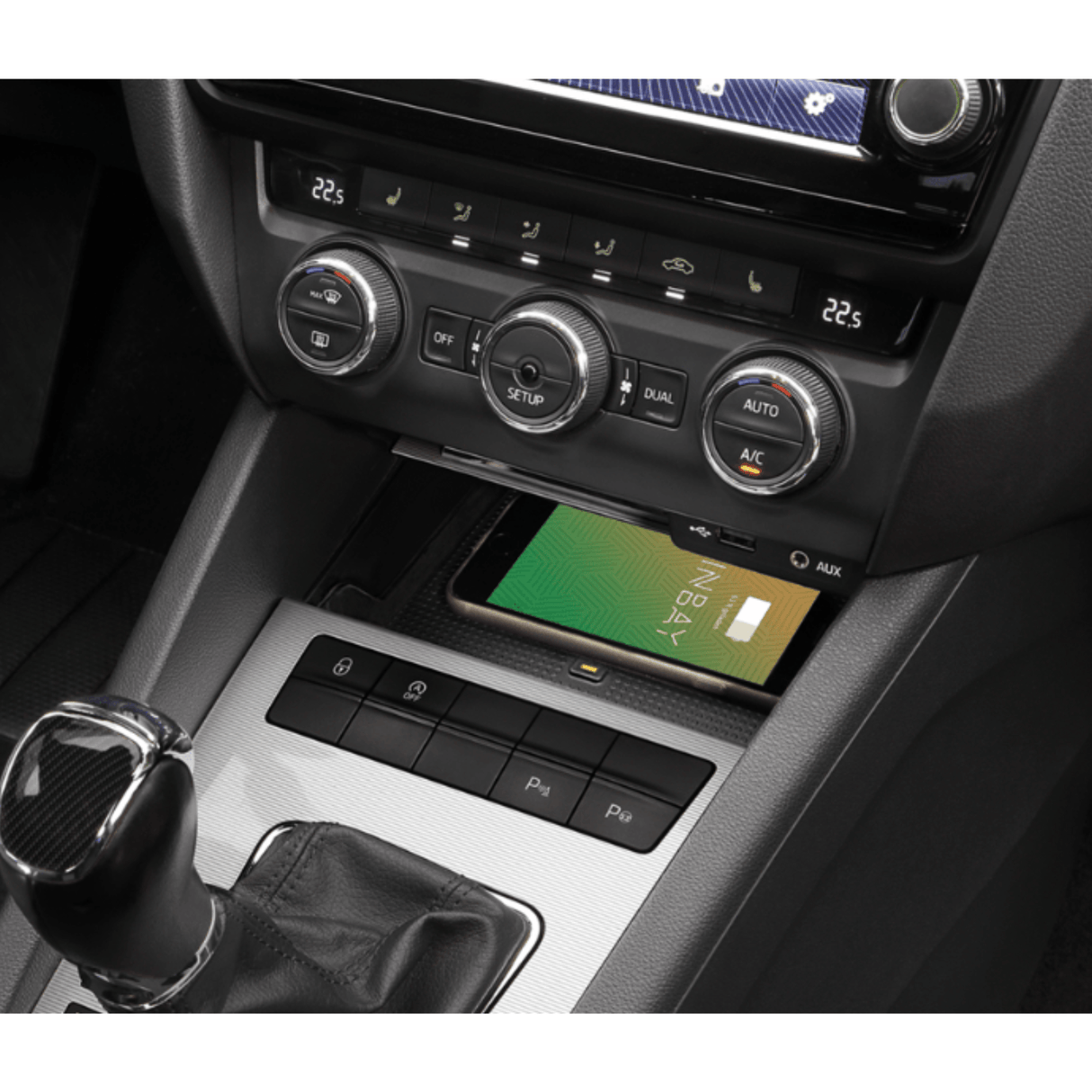 In Car Tec Phone chargers INBAY 26-125 10W Wireless Charging Pocket for Škoda Octavia 5E (2013–2020)