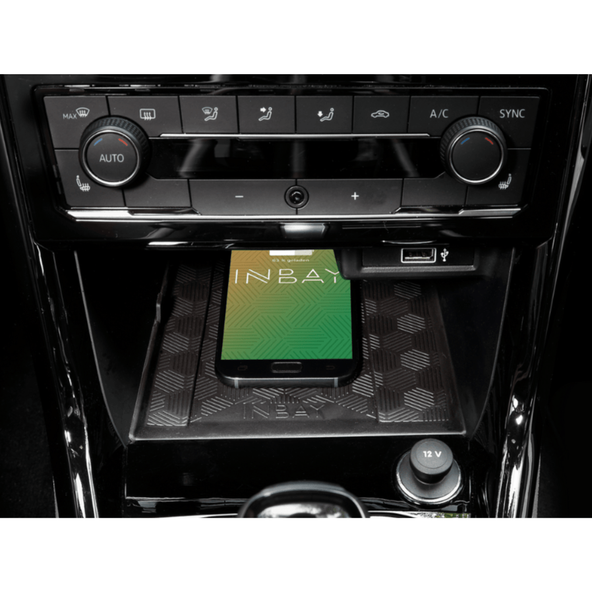 In Car Tec Phone chargers INBAY 26-128 15W Wireless Charging Pocket for VW Polo (2017–2024) & VW Taigo (2021–2024)