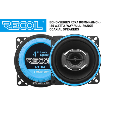 In Car Tec Car Speakers Recoil SPK-REC-RCX4 Echo Series RCX4 4" 2-Way Coaxial Car Speakers 180W