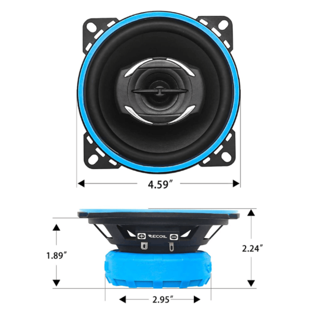 In Car Tec Car Speakers Recoil SPK-REC-RCX4 Echo Series RCX4 4" 2-Way Coaxial Car Speakers 180W