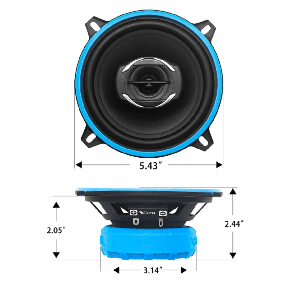 In Car Tec Car Speakers Recoil SPK-REC-RCX525 Echo-Series RCX525 5.25" 2-Way Full-Range Coaxial Speakers 200W
